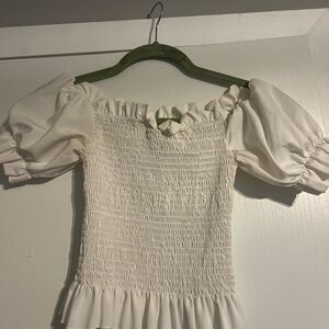 Elegant White Smocked Off-Shoulder Top
